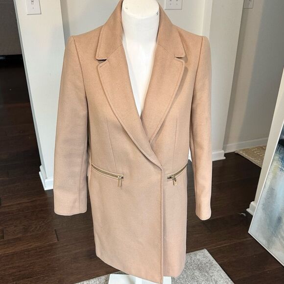 TopShop Camel Double Breasted Classic Coat 2 - Picture 1 of 8